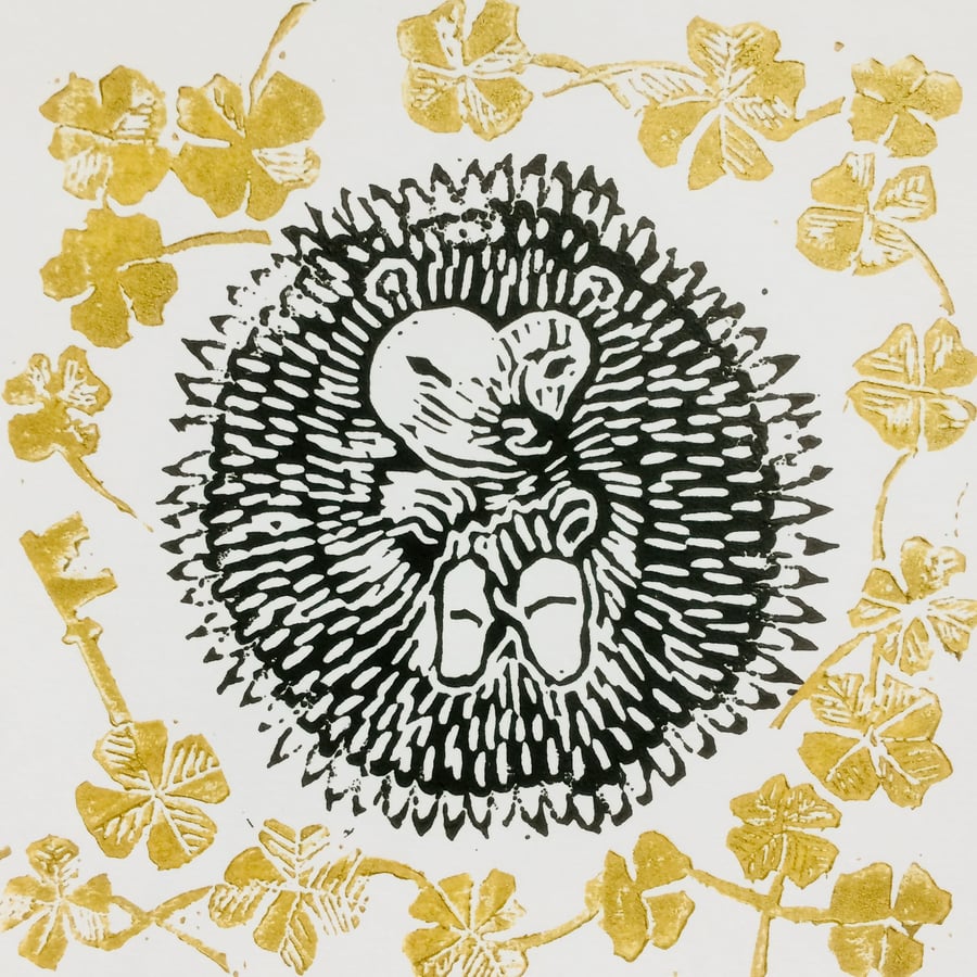 ‘Secret Dreams’ Hedgehog lino print
