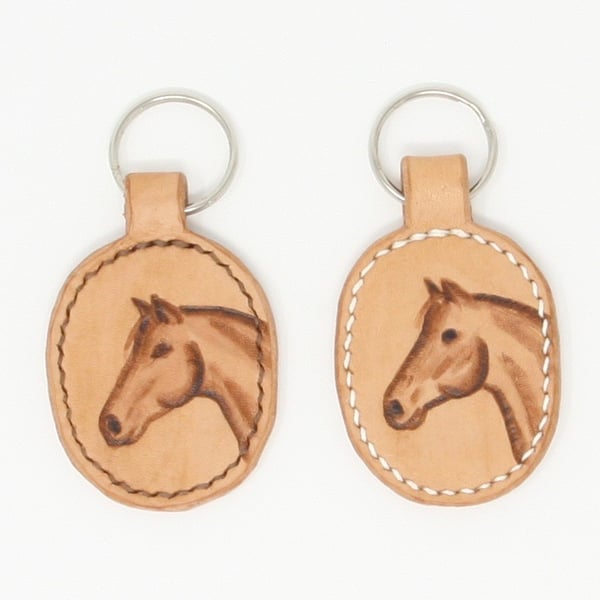 Leather key fob with horse's head motif