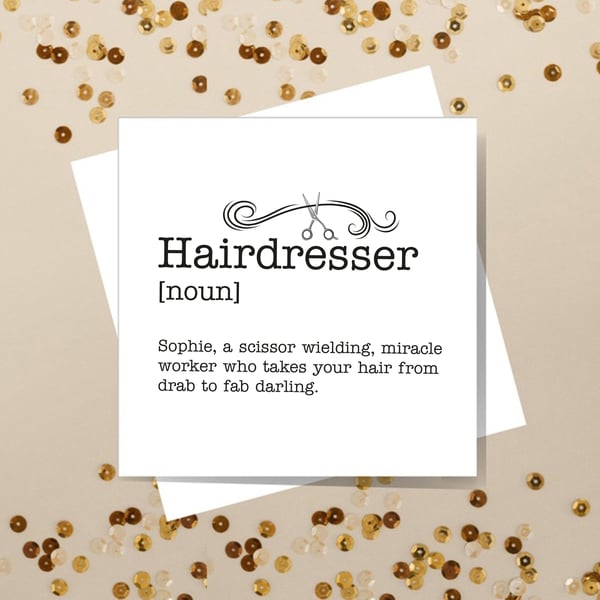 Personalised Hairdresser Definition Card - Birthday, Thank you. Free delivery
