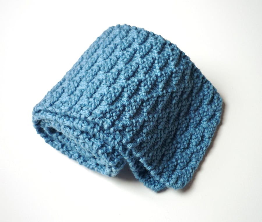 Eco friendly boys scarf - Back to school gift - Kids blue wool scarf