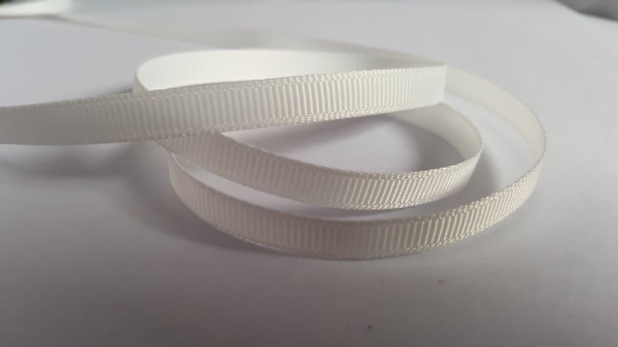 5m Grosgrain Ribbon - 6mm - White 