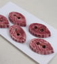 5 Small Leaf Shaped Rose Red Ceramic Buttons - Image 2