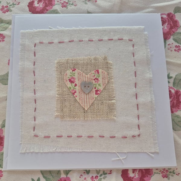 Handmade slow stitched blank card 