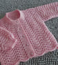 18" Round Neck Feather and Fan Patterned Baby Girls Cardigan  - Image 1