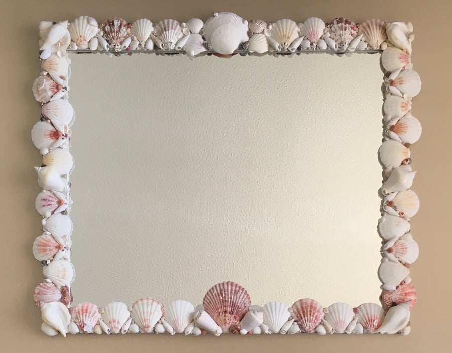Pink Scallop Shell Mirror SOLD
