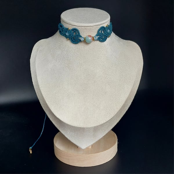 Teal Choker with Cloisonné bead