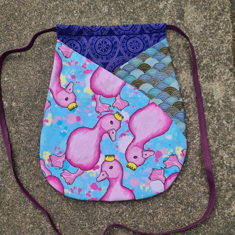 Tie-On Pocket - Large Pink Duck