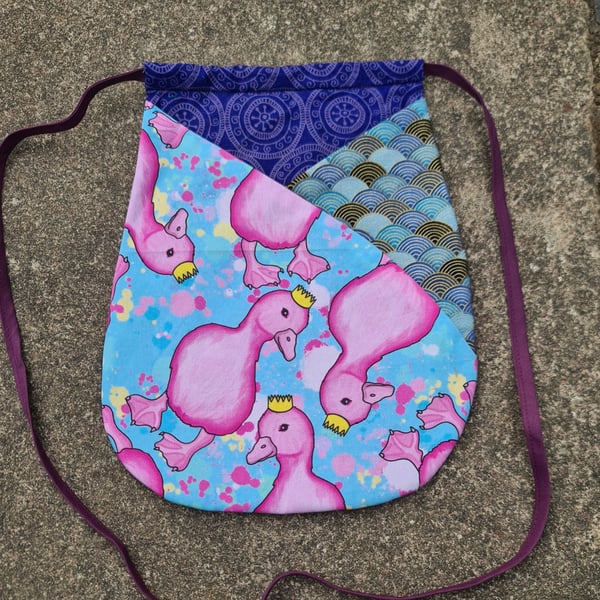 Tie-On Pocket - Large Pink Duck