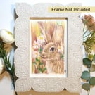 Tiny Rabbit Portrait, letterbox art gift, original drawing