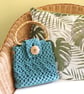 Blue macramé handbag, Bag - Image 2
