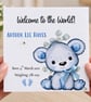 Personalised Baby Boy Welcome Card - Blue Teddy Bear New Baby Card - Image 4