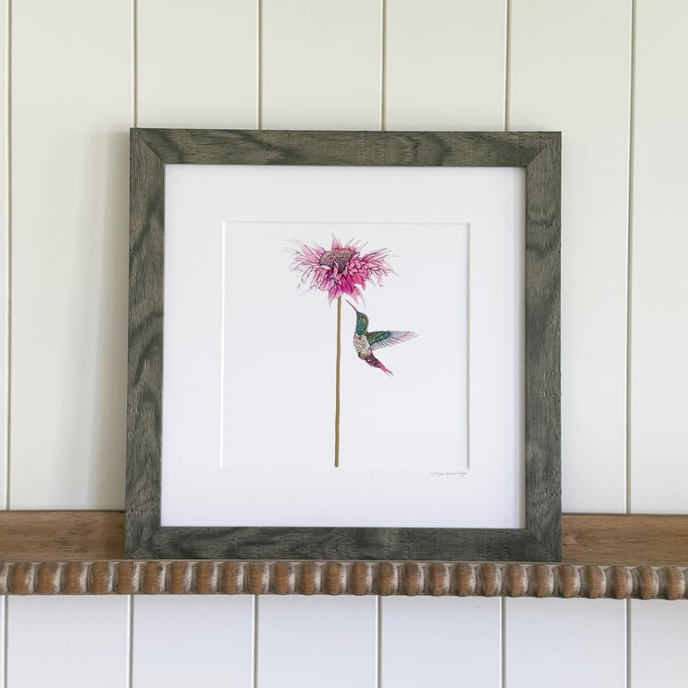'Pink Nectar' Framed Print 12" x 12"