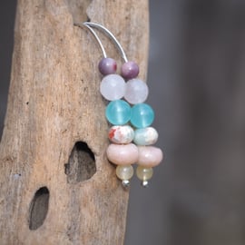 Earrings silver pastel bead drop earrings, summer jewellery