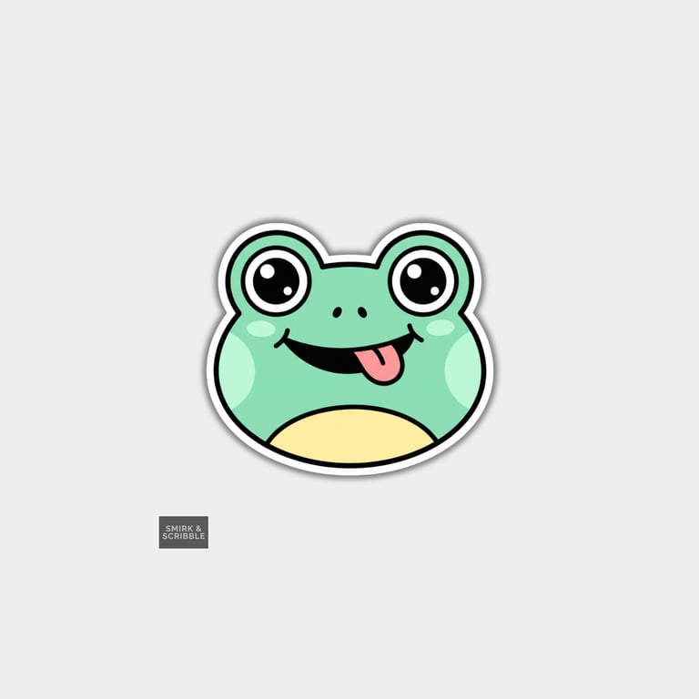Funny Vinyl Die Cut Sticker For Adults - Cute Frog Face