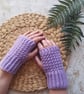 Crochet Fingerless Gloves Mitts Lilac