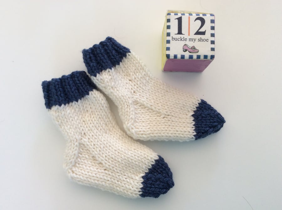 Hand knitted baby socks