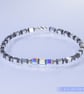 Bracelet sterling silver hematite and swarovski cubes unique handmade stretchy - Image 3