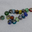 European Glass Lampwork Beads Mixed Bag of Seventeen Beads