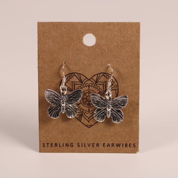 Butterfly Drop Dangle Earrings with 925 Sterling Silver Earwires