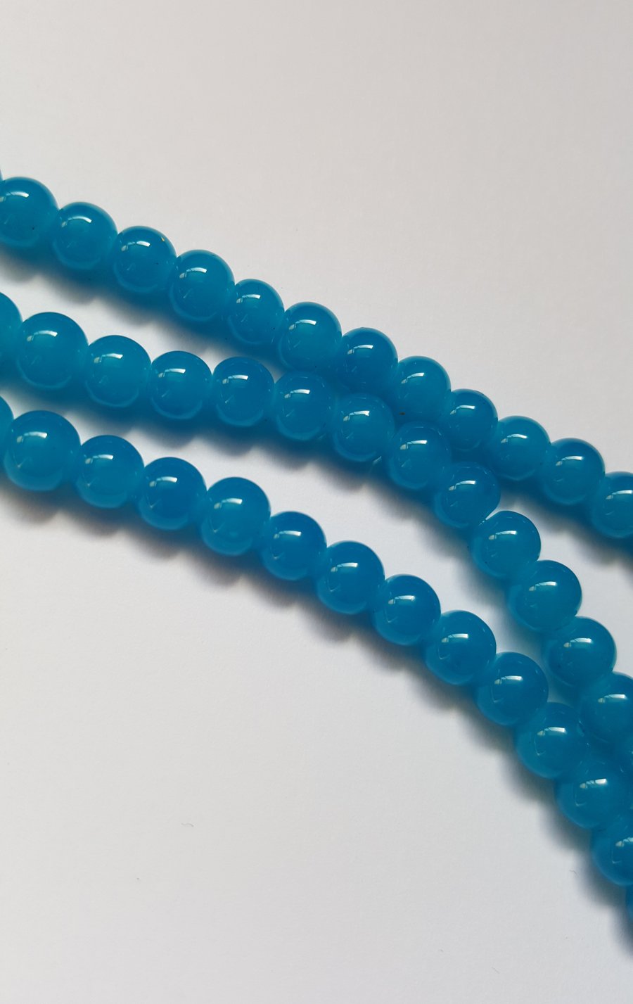 50 x Imitation Jade Glass Beads - Round - 6mm - Bright Blue 