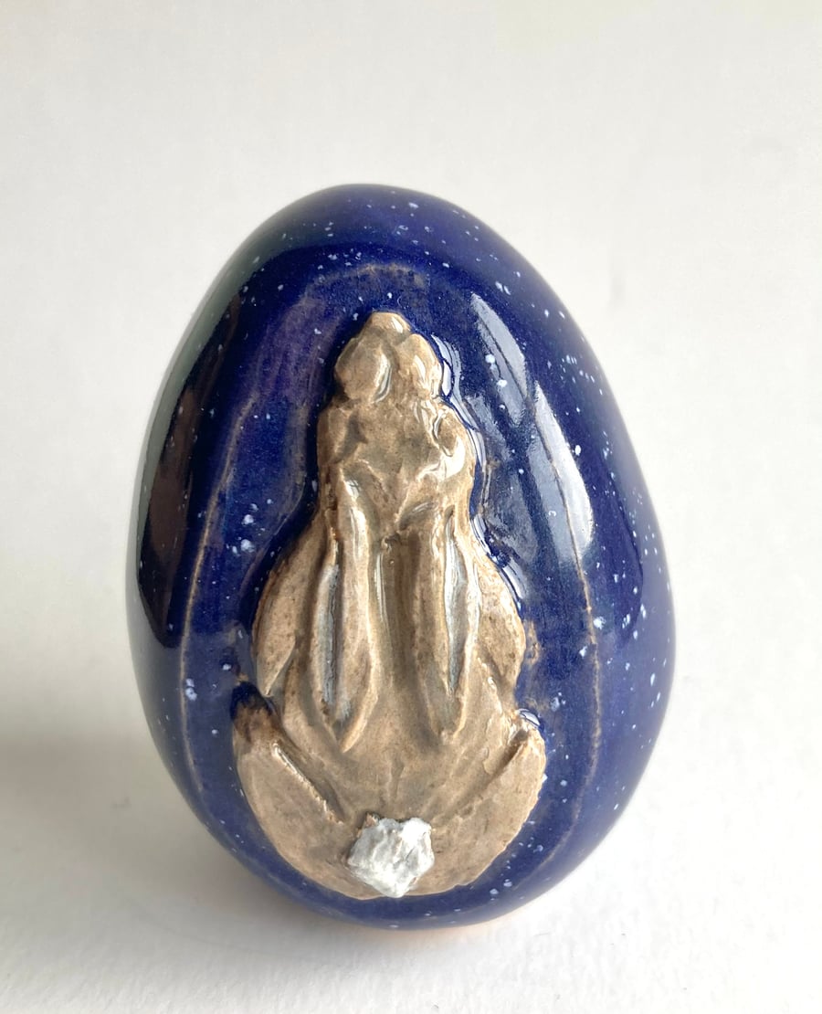 Ceramic Egg Star Gazing Rabbit