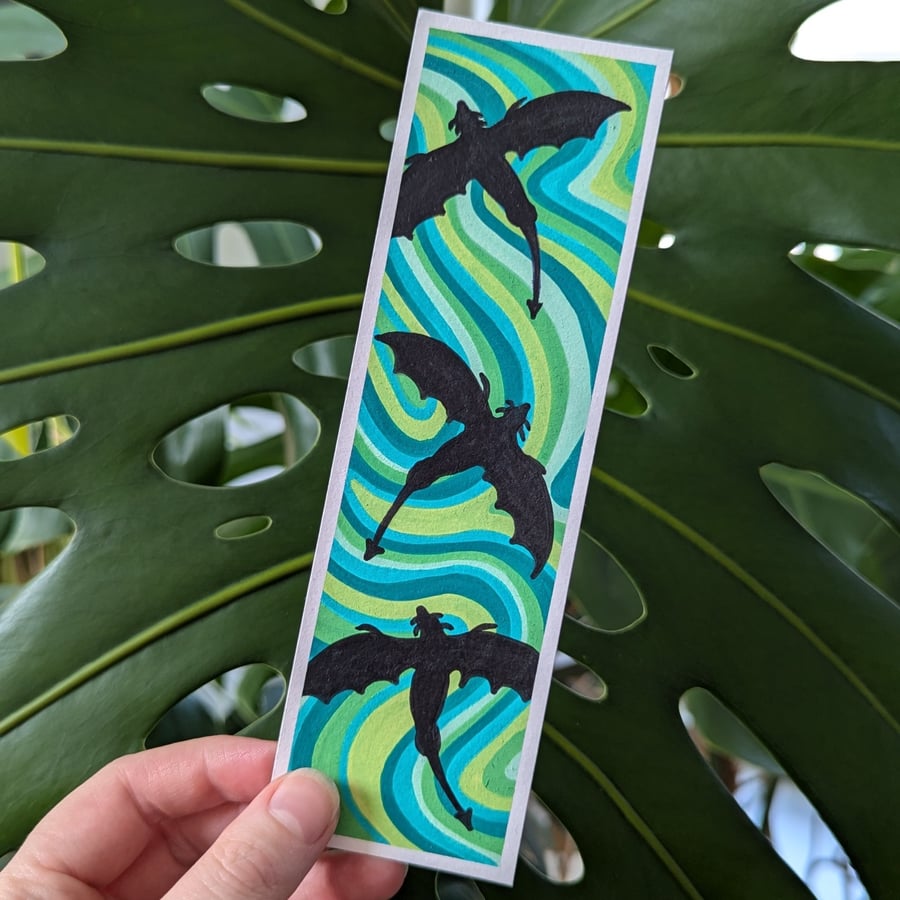 Handmade Green Dragon Swirl Bookmark
