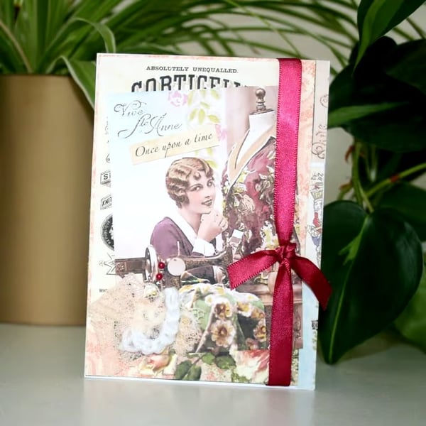 Vintage-Style Greeting Card - Crochet Greeting Card - Sewing Card