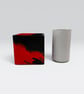 Red and Black 10 cm Square Plant Pot - Marbled Indoor Planter - Image 3