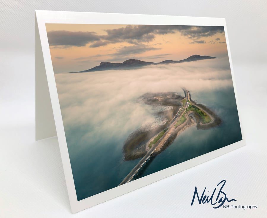 Kyle of Tongue Bridge & Causeway covered in mist - Scottish Greeting Card