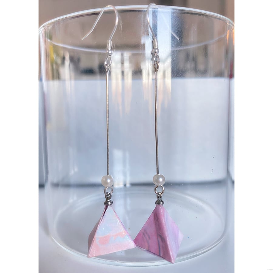 Origami Triangle Earrings, Paper Triangle Earrings, Stereoscopic Earrings