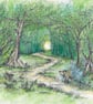 Original hand painted watercolour print of Clapham Woods with a short story. - Image 7