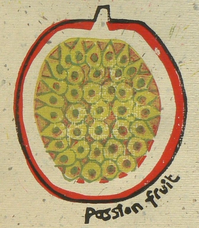 Passion Fruit linocut print