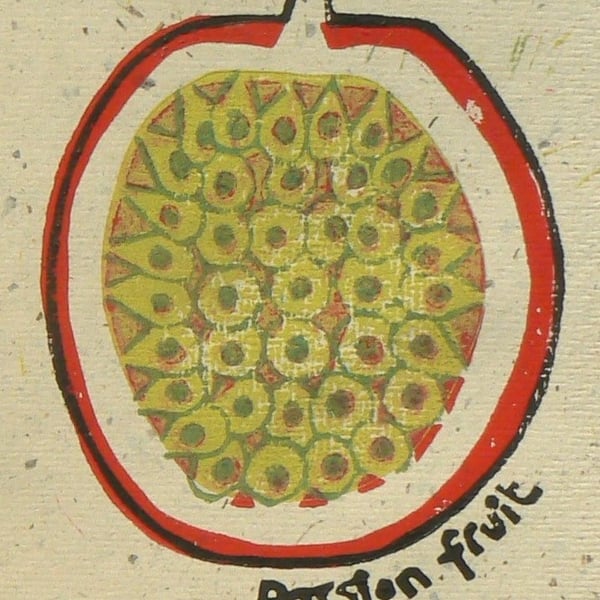 Passion Fruit linocut print