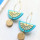 Turquoise and raw brass, dangle statement earrings  (The Croft earrings)