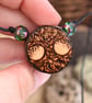 Miniature tree of life pyrography pendant. Rustic branch slice necklace.  - Image 1