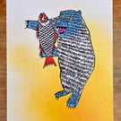 Bear print - Fish print - Animal print - Surreal print  