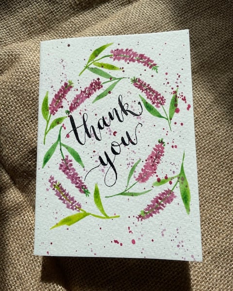 Thank you Card Watercolours and Ink
