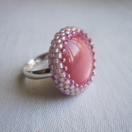 Pink Beadwork Ring