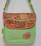 Big corduroy handbag with golden, pink and brown abstract pattern  - Image 8