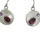 Sterling Silver Earrings with Garnet & Amethyst – Handmade - Image 1
