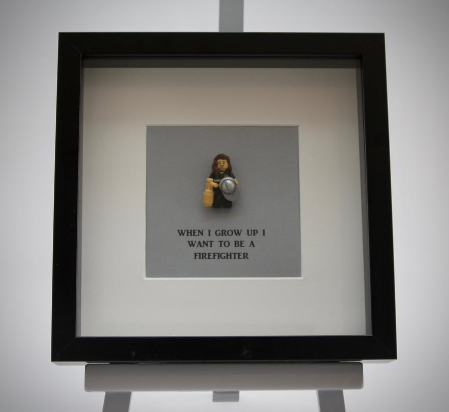 When I grow up I want to be A Firefighter (Female )  mini Figure frame
