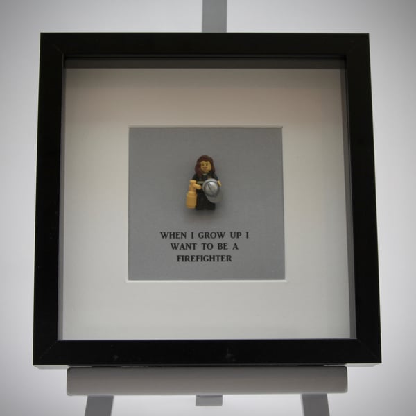 When I grow up I want to be A Firefighter (Female )  mini Figure frame