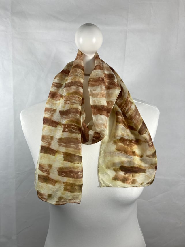 Silk scarf printed with red onion skins (SC62)