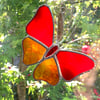 Stained Glass Butterfly Suncatcher - Handmade Decoration - Red and Streaky Red