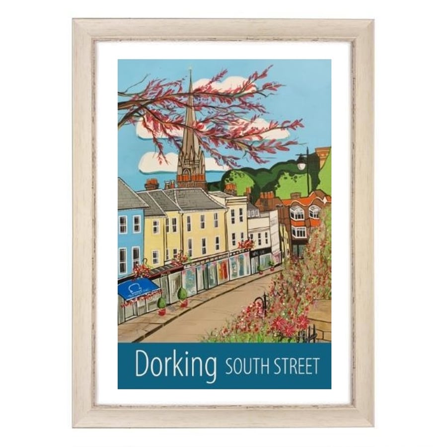 Dorking South Street travel poster print by Susie West