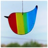 medium 'Rainbow Wren of Hope' bird with horizontal stripes