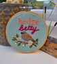 'Hedge Betty' Hand Embroidered Bird Wall Art - 4 Inch