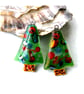 Christmas Tree Earrings Fused Glass Handmade Decorative Sterling Silver hooks - Image 4