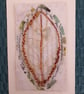 A Single Wire Leaf. Copper Gold Silver with Green Tones and White Artwork. - Image 1