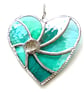 Teal Swirl Heart Stained Glass Suncatcher  - Image 3